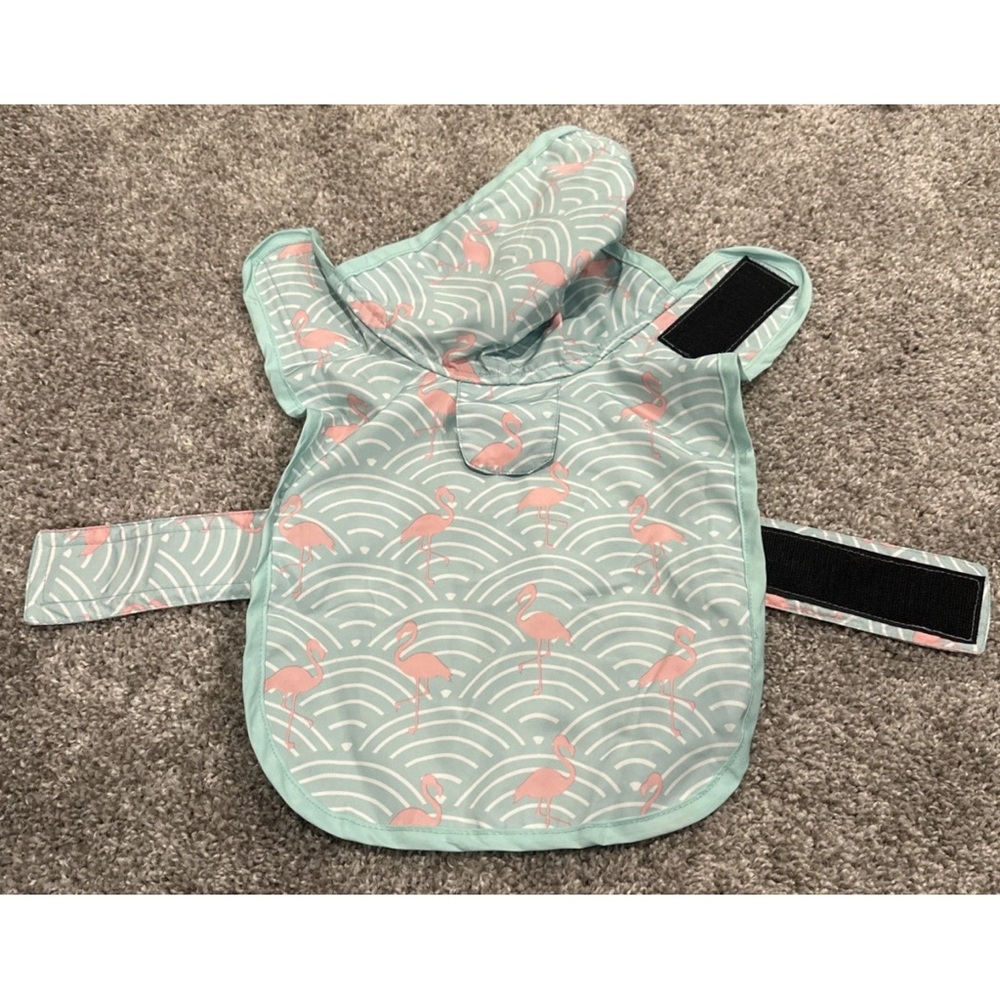 Puppy Raincoat Pink Flamingo Print - Mint